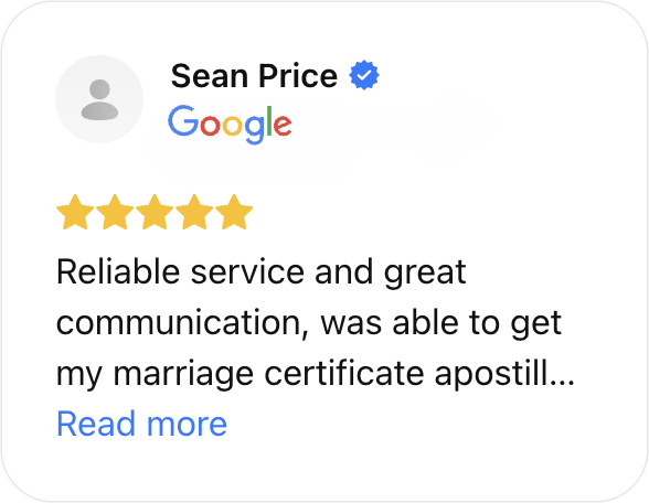 Verified 5-star Google review from Chloe Rivera for My Florida Apostille