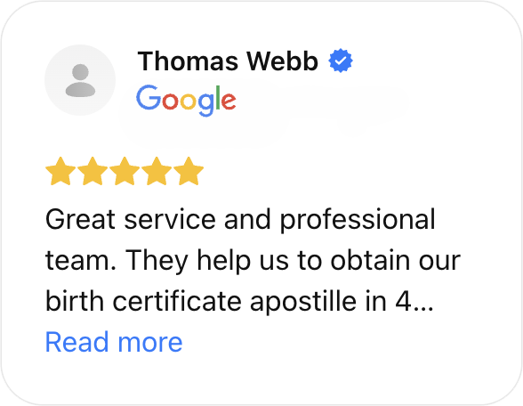 Verified 5-star Google review from Madeline Shaw for My Florida Apostille